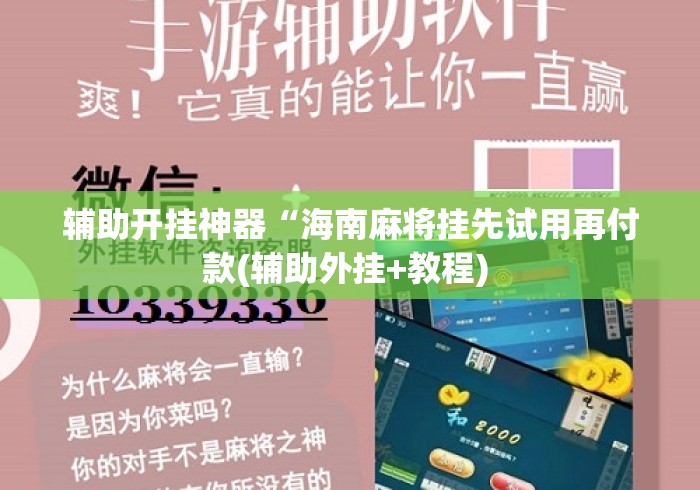 辅助开挂神器“海南麻将挂先试用再付款(辅助外挂+教程) 辅助开挂神器“海南麻将挂先试用再付款(辅助外挂+教程)