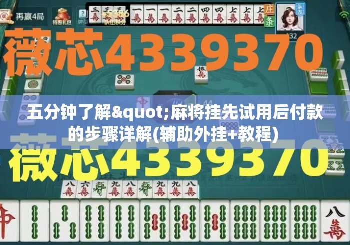 五分钟了解"麻将挂先试用后付款的步骤详解(辅助外挂+教程) 