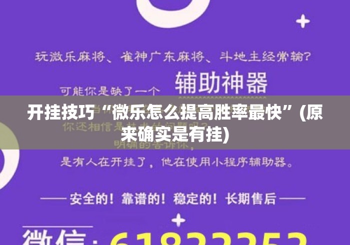 开挂技巧“微乐怎么提高胜率最快”(原来确实是有挂)