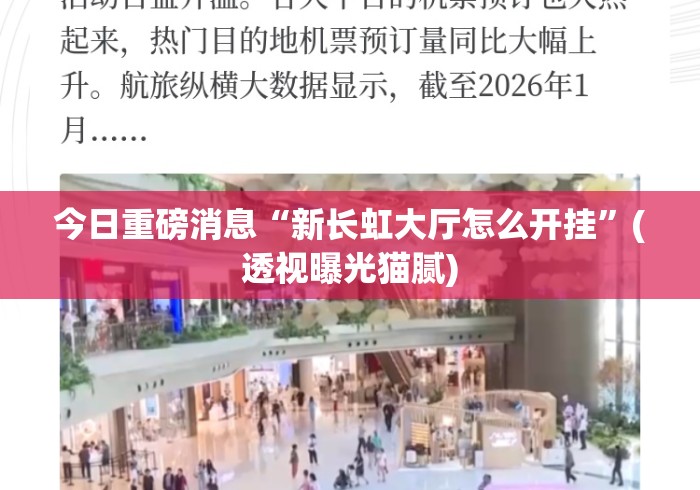今日重磅消息“新长虹大厅怎么开挂”(透视曝光猫腻)