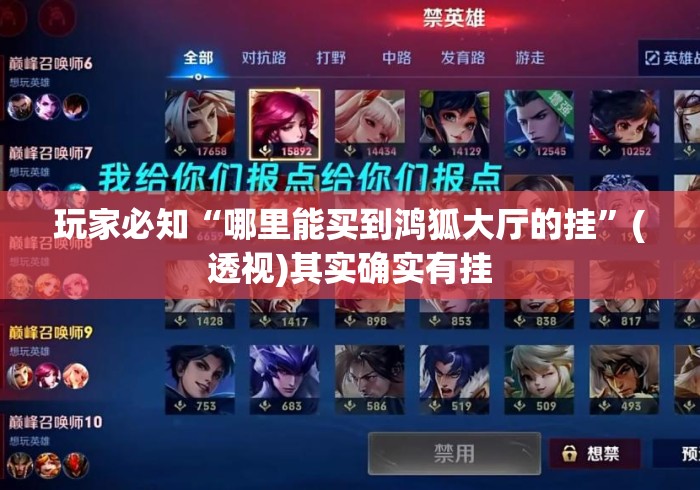 玩家必知“哪里能买到鸿狐大厅的挂”(透视)其实确实有挂