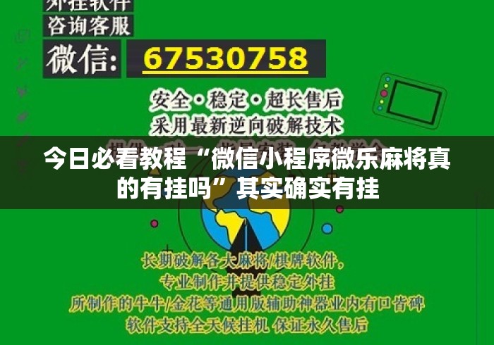 今日必看教程“微信小程序微乐麻将真的有挂吗”其实确实有挂