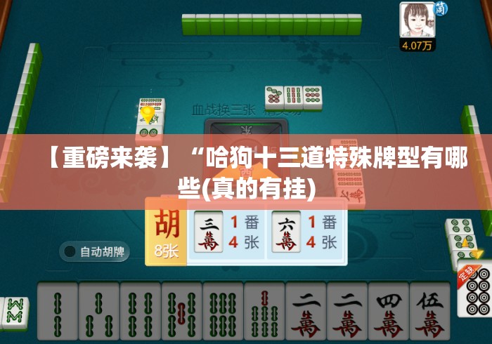【重磅来袭】“哈狗十三道特殊牌型有哪些(真的有挂) 【重磅来袭】“哈狗十三道特殊牌型有哪些(真的有挂)