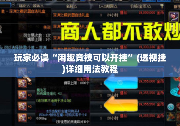 玩家必读“闲趣竞技可以开挂”(透视挂)详细用法教程