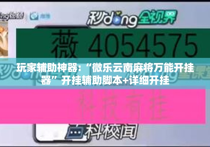 玩家辅助神器:“微乐云南麻将万能开挂器”开挂辅助脚本+详细开挂