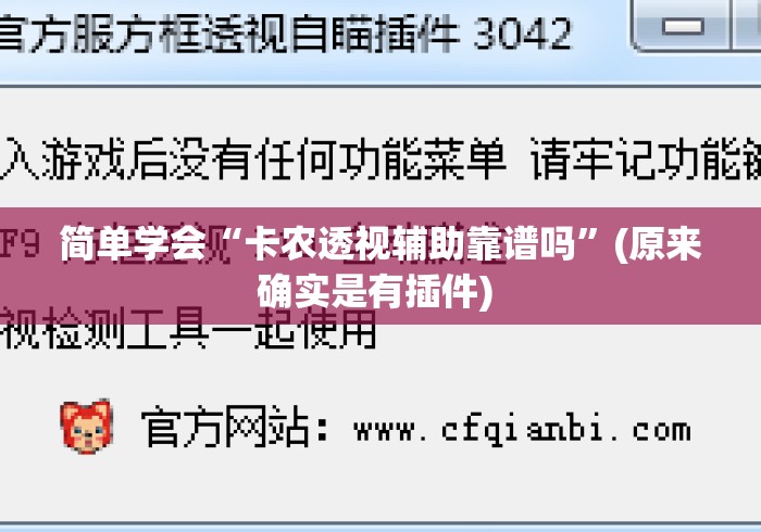 简单学会“卡农透视辅助靠谱吗”(原来确实是有插件) 
