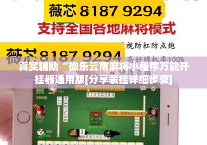 真实辅助“微乐云南麻将小程序万能开挂器通用版[分享装挂详细步骤]