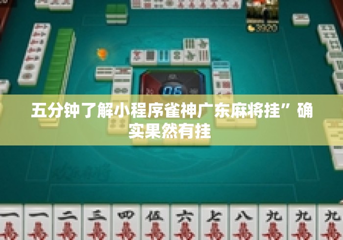 五分钟了解小程序雀神广东麻将挂”确实果然有挂 