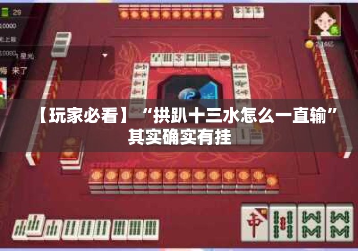 【玩家必看】“拱趴十三水怎么一直输”其实确实有挂