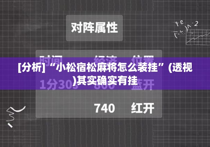 [分析]“小松宿松麻将怎么装挂”(透视)其实确实有挂