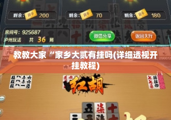 教教大家“家乡大贰有挂吗(详细透视开挂教程) 教教大家“家乡大贰有挂吗(详细透视开挂教程)
