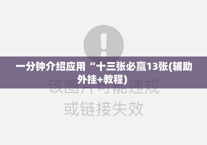 一分钟介绍应用“十三张必赢13张(辅助外挂+教程) 一分钟介绍应用“十三张必赢13张(辅助外挂+教程)