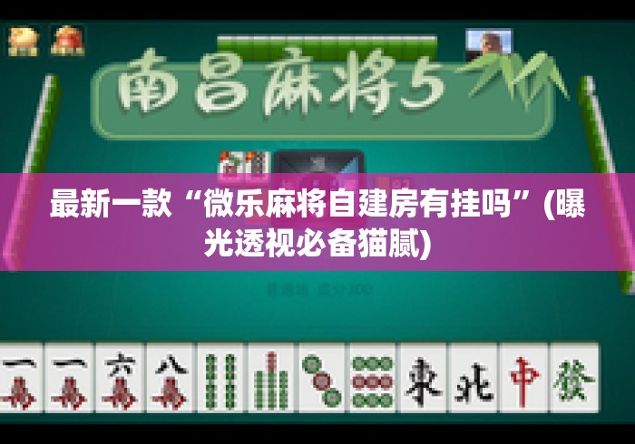最新一款“微乐麻将自建房有挂吗	”(曝光透视必备猫腻)