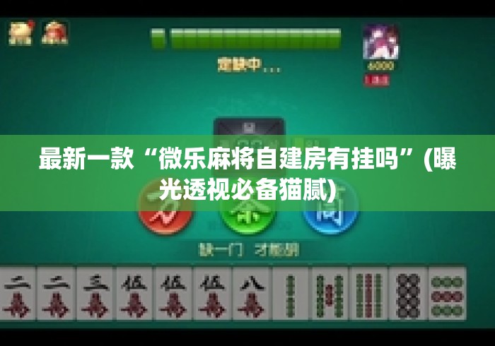 最新一款“微乐麻将自建房有挂吗”(曝光透视必备猫腻)