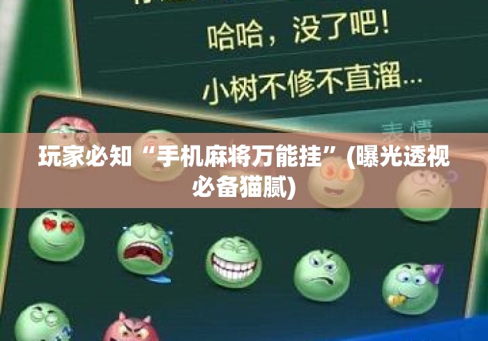 玩家必知“手机麻将万能挂”(曝光透视必备猫腻)