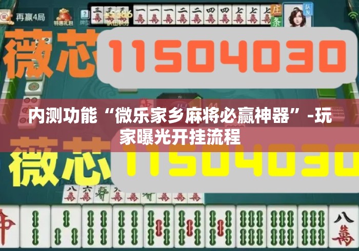 内测功能“微乐家乡麻将必赢神器”-玩家曝光开挂流程