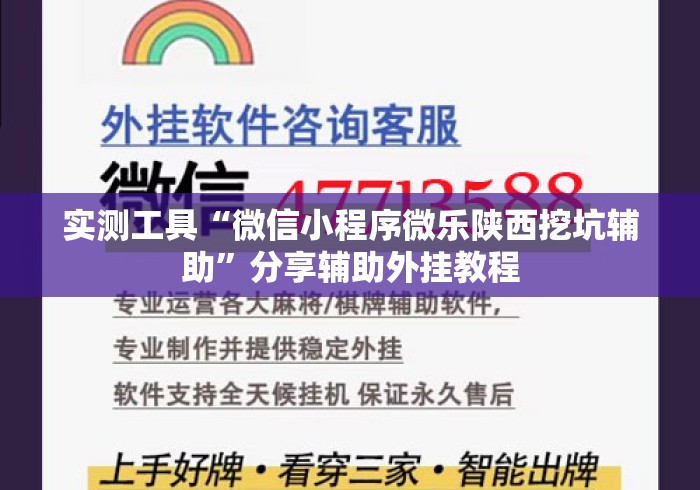 实测工具“微信小程序微乐陕西挖坑辅助”分享辅助外挂教程