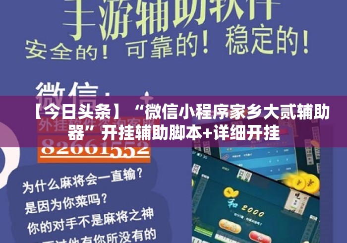 【今日头条】“微信小程序家乡大贰辅助器”开挂辅助脚本+详细开挂