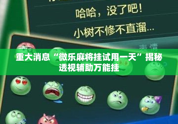 重大消息“微乐麻将挂试用一天”揭秘透视辅助万能挂