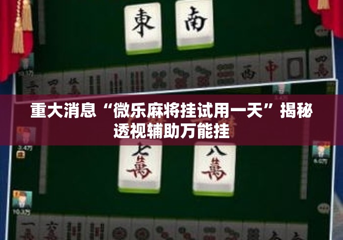 重大消息“微乐麻将挂试用一天	”揭秘透视辅助万能挂