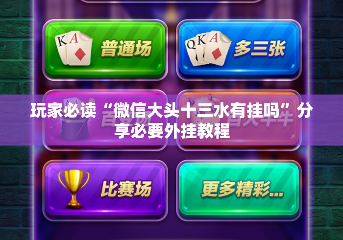 玩家必读“微信大头十三水有挂吗	”分享必要外挂教程