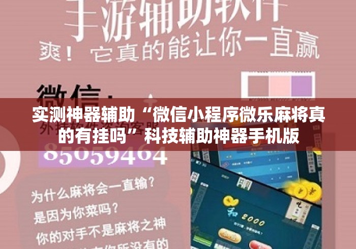 实测神器辅助“微信小程序微乐麻将真的有挂吗”科技辅助神器手机版