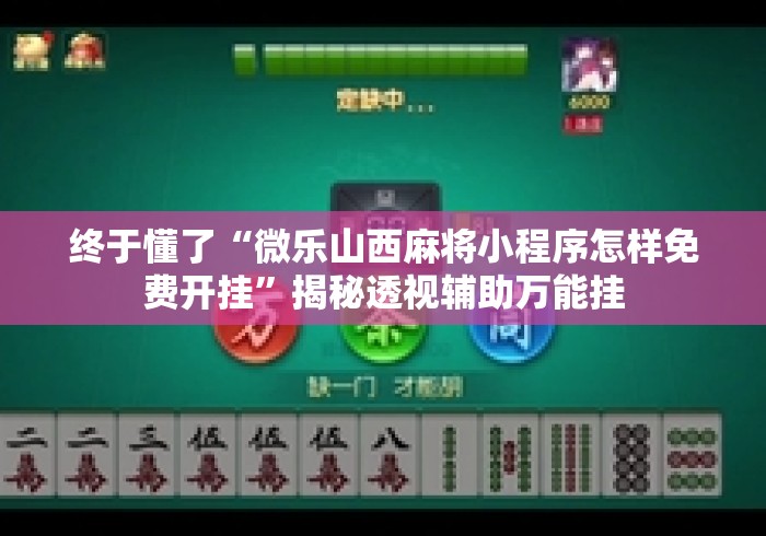 终于懂了“微乐山西麻将小程序怎样免费开挂”揭秘透视辅助万能挂