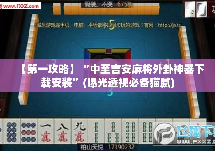 【第一攻略】“中至吉安麻将外卦神器下载安装”(曝光透视必备猫腻)