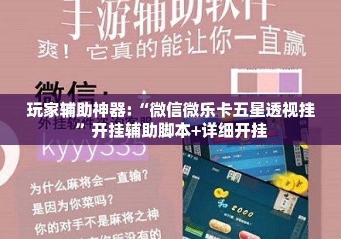 玩家辅助神器:“微信微乐卡五星透视挂	”开挂辅助脚本+详细开挂