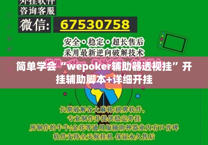 简单学会“wepoker辅助器透视挂”开挂辅助脚本+详细开挂