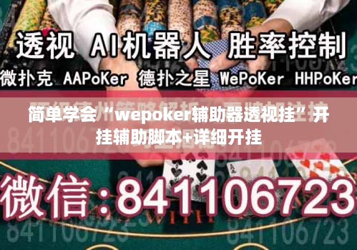 简单学会“wepoker辅助器透视挂	”开挂辅助脚本+详细开挂