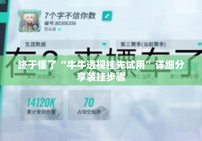 终于懂了“牛牛透视挂先试用”详细分享装挂步骤