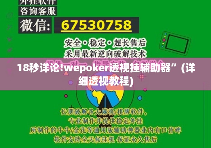 18秒详论!wepoker透视挂辅助器”(详细透视教程)